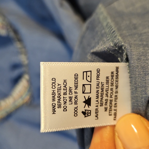 Pleione‎  Anthropologie Tops  Womens Large Blue Poplin Embroidered Fringe - Picture 9 of 10